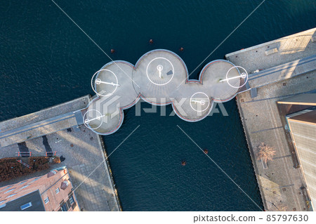 Aerial View of Circle Bridge in Copenhagen 85797630