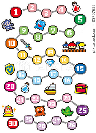 RPG風格的像素藝術背景白色郵票架 85797632