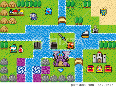 RPG風格的像素藝術場圖 RPG風格的像素藝術場圖 85797647