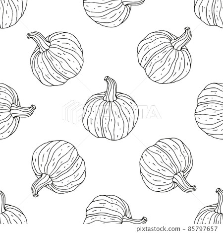 Seamless pattern with hand drawn monochrome black and white pumpkins. Seamless pattern with hand drawn monochrome black and white pumpkins. 85797657