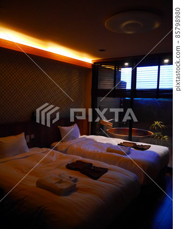 Guest room A hotel room with an open-air bath 85798980