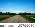 Cambodian country road and blue sky away from the city center 85799030