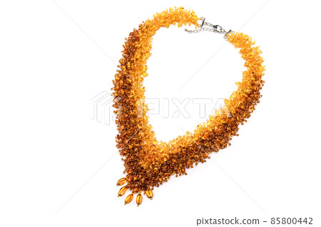 Luxurious Handmade necklace of small beads on white Luxurious Handmade necklace of small beads on white 85800442