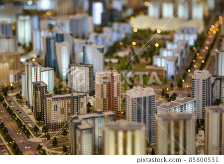 Scale model of city building with roads Scale model of city building with roads 85800531