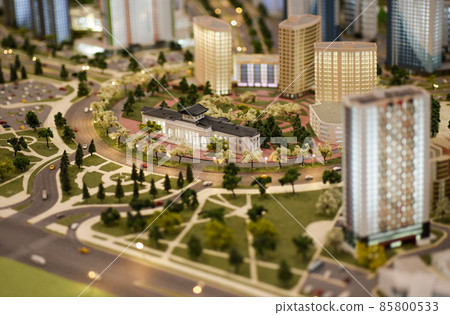 Scale model of city building with roads Scale model of city building with roads 85800533
