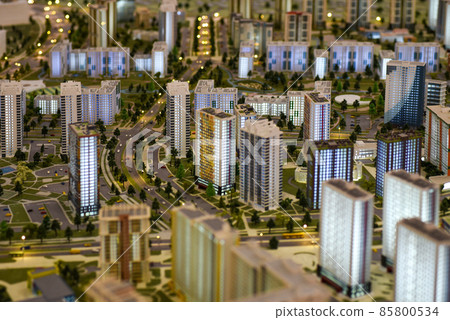 Scale model of city building with roads Scale model of city building with roads 85800534