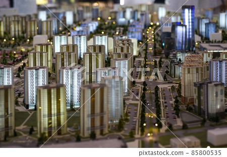 Scale model of city building with roads Scale model of city building with roads 85800535