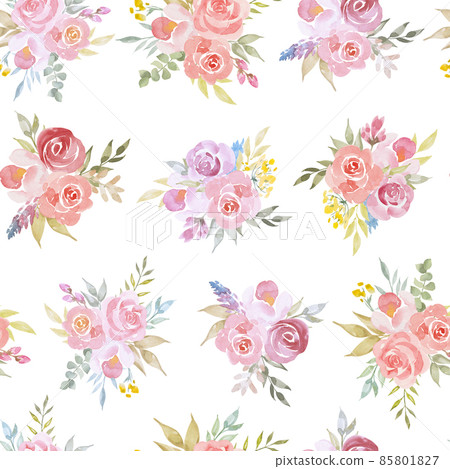 Watercolor botanical seamless pattern wild flowers and garden plants. Hand drawn leaves, pink flowers, herbs and natural elements. For birthday, wedding card, love, invitation, greeting, mother day. Watercolor botanical seamless pattern wild flowers and garden plants. Hand drawn leaves, pink flowers, herbs and natural elements. For birthday, wedding card, love, invitation, greeting, mother day. 85801827