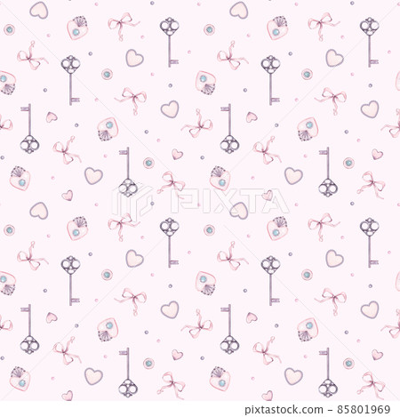 Watercolor seamless wedding day pattern with... - Stock Illustration ...