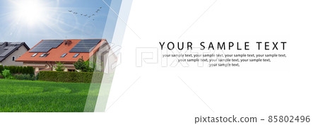 Energy from the sun, solar panels. Ecological concept. Web banner Energy from the sun, solar panels. Ecological concept. Web banner 85802496