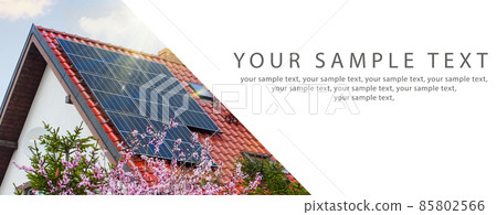 Solar battery on the roof of the house. BIG BANNER 85802566