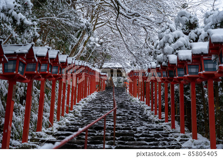 Kyoto City Snow Scenery Winter Kibune Shrine and Surrounding Scenery Kyoto City Snow Scenery Winter Kibune Shrine and Surrounding Scenery 85805405