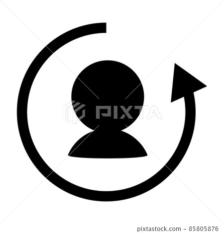 旋轉箭頭和用戶圖標 工作變更 旋轉箭頭和用戶圖標 工作變更 85805876
