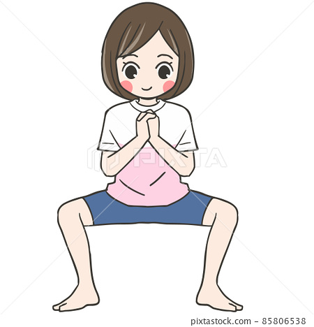 A woman squatting - Stock Illustration [85806538] - PIXTA