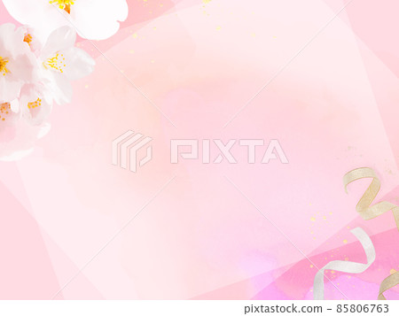 Flower and ribbon frame material - Stock Illustration [85806763] - PIXTA