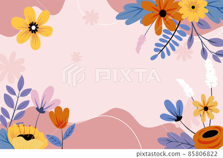 Blank Frame Decorated With Abstract Modernized Forms Flowers And Foliage. Empty Modern Border Surrounded By Multicolored Line Symbols Organized Pleasantly. Blank Frame Decorated With Abstract Modernized Forms Flowers And Foliage. Empty Modern Border Surrounded By Multicolored Line Symbols Organized Pleasantly. 85806822