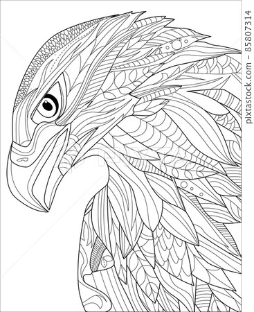 Eagle Head Line Drawing With Geometric Detailed Coloring Book idea 85807314