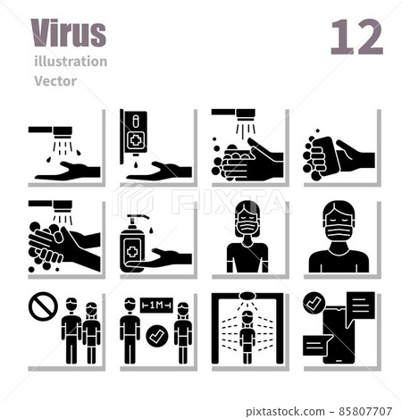 Virus Transmission icons set, Solid, vector and illustration set 1 Virus Transmission icons set, Solid, vector and illustration set 1 85807707