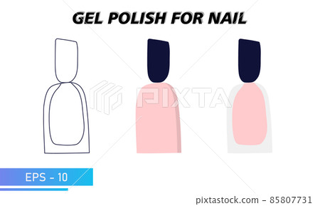 A jar of nail polish. A simple jar, a transparent colored jar and a silhouette in lines. Objects and materials for a beauty and fashion salon. Vector illustration. A jar of nail polish. A simple jar, a transparent colored jar and a silhouette in lines. Objects and materials for a beauty and fashion salon. Vector illustration. 85807731