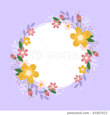 Blank Frame Decorated With Abstract Modernized Forms Flowers And Foliage. Empty Modern Border Surrounded By Multicolored Line Symbols Organized Pleasantly. Blank Frame Decorated With Abstract Modernized Forms Flowers And Foliage. Empty Modern Border Surrounded By Multicolored Line Symbols Organized Pleasantly. 85807815
