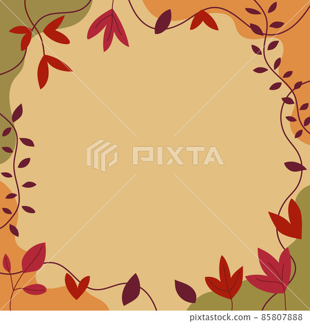 Blank Frame Decorated With Abstract Modernized Forms Flowers And Foliage. Empty Modern Border Surrounded By Multicolored Line Symbols Organized Pleasantly. 85807888
