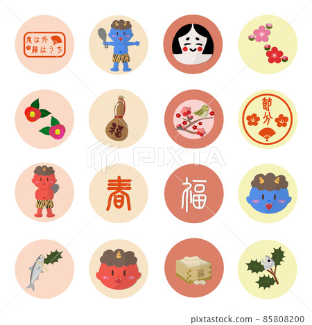 Setsubun icon sticker set, Setsubun icon sticker set Setsubun icon sticker set, Setsubun icon sticker set 85808200