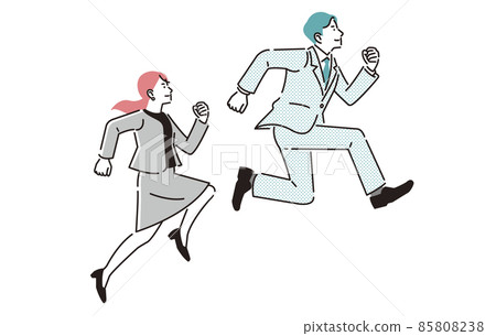 跳向人的頂部的商務人士男女 跳向人的頂部的商務人士男女 85808238