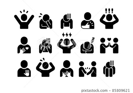 人物剪影圖標插圖集（情感/運動） 85809621