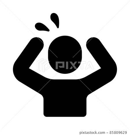 人物剪影圖標插圖/不耐煩、困惑、困擾 人物剪影圖標插圖/不耐煩、困惑、困擾 85809629