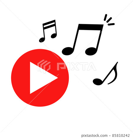 Play button and musical note icon Play button and musical note icon 85810242
