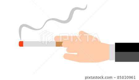 Male hand holding a cigarette smoker smoke Male hand holding a cigarette smoker smoke 85810961