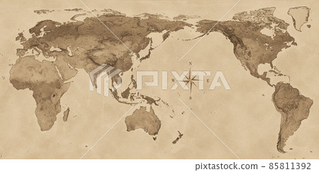 World map retro sepia old map with compass 85811392