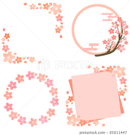Cherry blossom frame Illustration material Graduation ceremony Entrance ceremony Message card set Cherry blossom frame Illustration material Graduation ceremony Entrance ceremony Message card set 85811447
