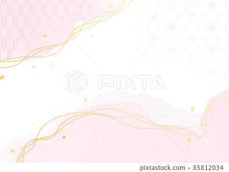 日本紙材料背景紋理櫻花日本圖案春天材料粉紅色 85812034