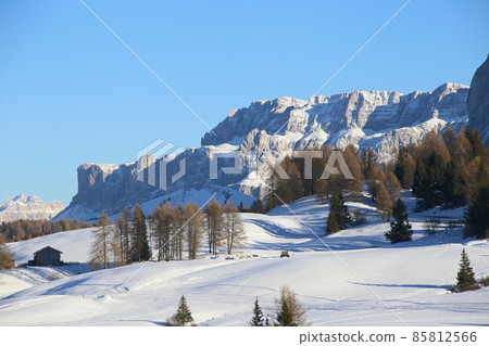 snowy landscape at Dolomites, Italy 85812566