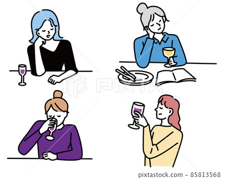 飲酒插畫（紅酒、慶典、節日、聚餐、情侶、閱讀、紀念日、時尚） 85813568