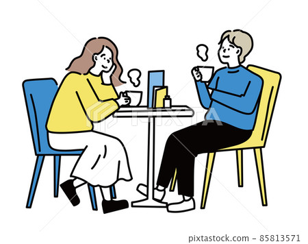 Illustrations of talking at a cafe (holiday, relaxing, relaxing, chatting, dating) Illustrations of talking at a cafe (holiday, relaxing, relaxing, chatting, dating) 85813571