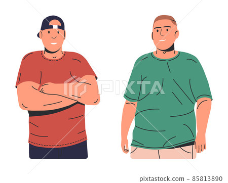 Fat vs Fit Man Isolated. 85813890