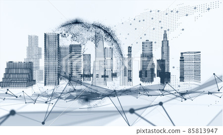 Digital sales, work from home, telework, digitization of large cities by IoT Image of background image 85813947