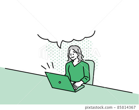 工作的女性（搜索、遠程辦公、計算機、副業、商業、在線、會議、生活方式、技能 85814367