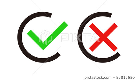 Checkmark and crossmark icon set 85815680