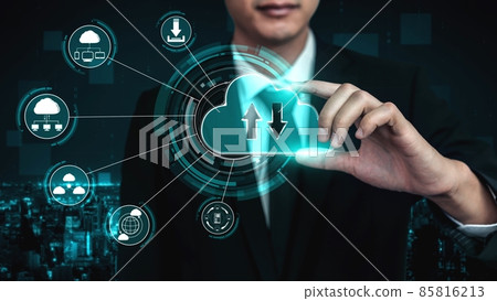 Cloud computing technology and online data storage for shrewd business network concept Cloud computing technology and online data storage for shrewd business network concept 85816213