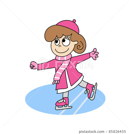 Girl skating pink illustration Girl skating pink illustration 85816435
