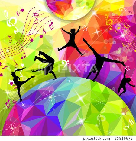 Silhouette of girls dancing in a disco. Happy joyful people. Vector illustration 85816672
