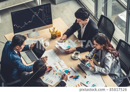 Stock market data chart analysis by ingenious computer software 85817526