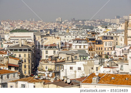 View of Istanbul from the height of the Galata Tower. The architecture of the historic old part of Istanbul. View of Istanbul from the height of the Galata Tower. The architecture of the historic old part of Istanbul. 85818489