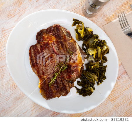 Grilled beef with chard Grilled beef with chard 85819281