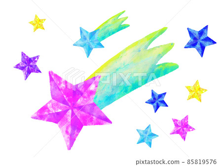 星星流星水彩手繪-插圖素材 [85819576] - PIXTA圖庫