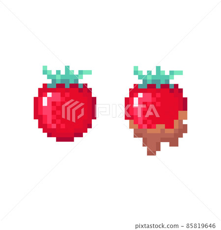 Pixel art strawberry in chocolate illustration.... - Stock Illustration ...