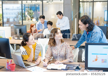 在辦公室開會的年輕男女照片合作：WEEK Shibadaimon（Sun Frontier Fudosan） 85820226